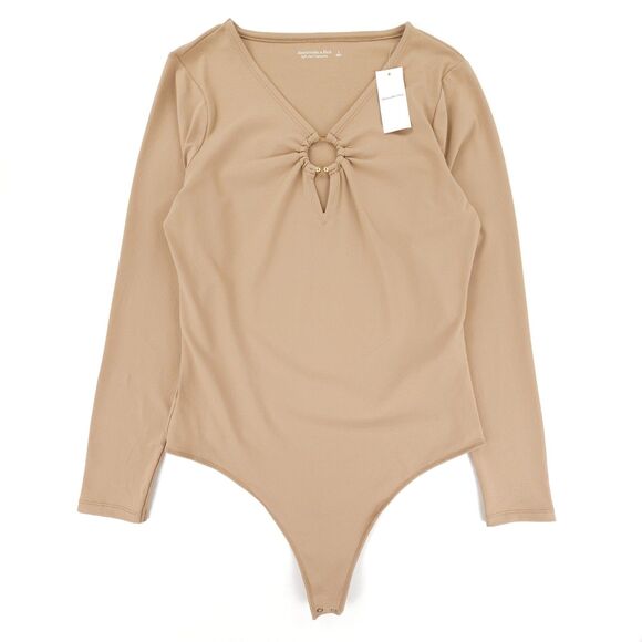 Abercrombie & Fitch Tops - NWT Abercrombie Long Sleeve Seamless Fabric Keyhole Bodysuit Camel Tan 90s Y2k